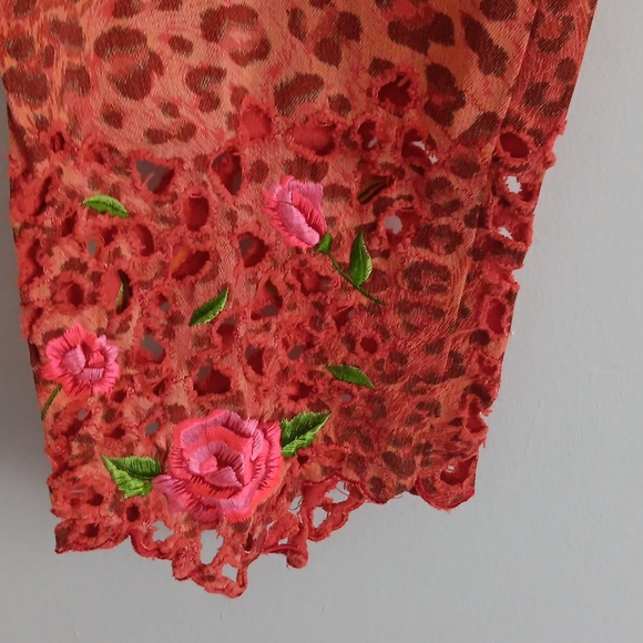 Blumarine Animal Print Floral Embroidered Cropped Jeans #1987 - Picture 4 of 9